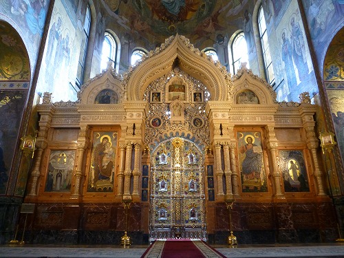 ロシア・サンクトペテルブルクの血の上の救世主教会の内部