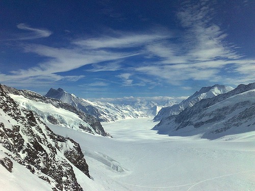 スイスのユングフラウヨッホにあるアレッチ氷河