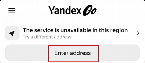 YandexGoアプリ(メイン画面：エラー時)